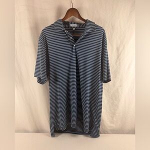 Peter Millar Men’s Navy Striped Polo Shirt | Performance Golf Polo | 052
